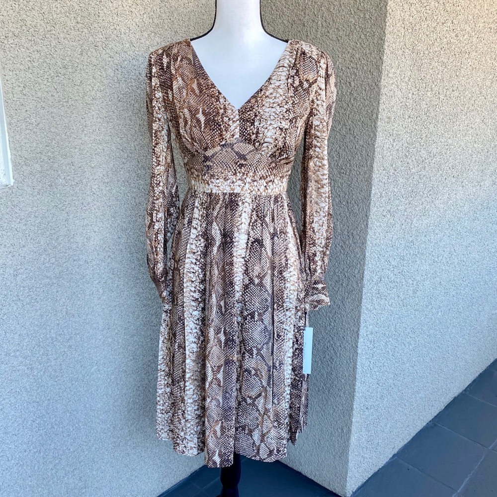 Calvin Klein snake print midi dress size 2